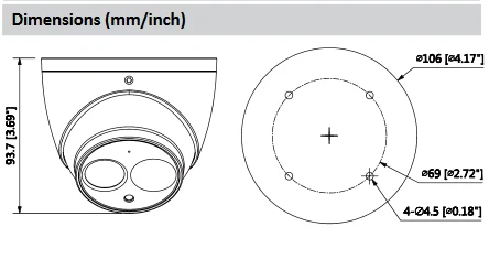 4MP Dahua CCTV камера безопасности HDCVI IR Eyeball камера IP67 HAC-HDW1400EM-A IP67 IR расстояние 50 м