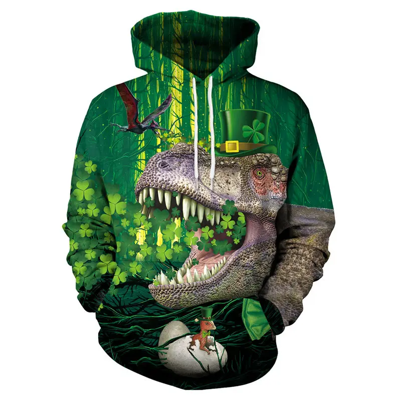 Funny Dinosaur Green Hoodies Sweatshirts Women Men Ugly Christmas