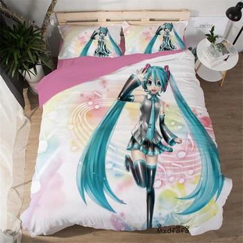 

Mxdfafa Anime Duvet Cover Set VOCALOID Miku Bedding Set Luxury Comforter Bedding Set Include 1 Duvet Cover and 2 Pillowcase