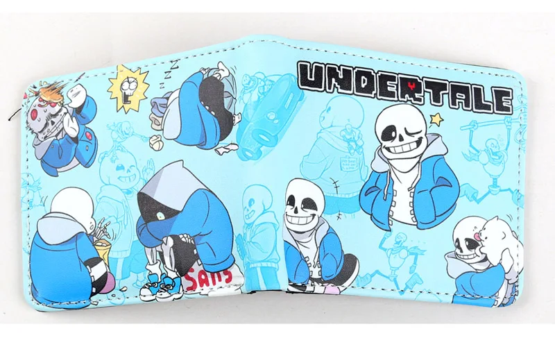 Игр кошельки Undertale Sans рисунок Bi-fold денег кошелек Искусственная кожа бумажник