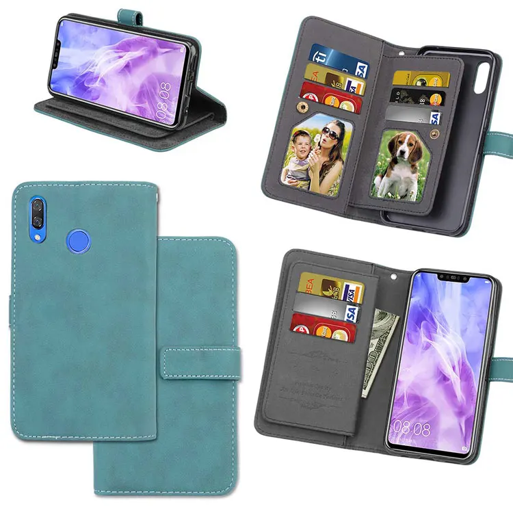 Роскошный кожаный чехол для huawei Nova 2 Кошелек Сумки для huawei Nova 2 PIC-AL00 9 Слот для карт откидная крышка для huawei Nova 3i - Цвет: blue