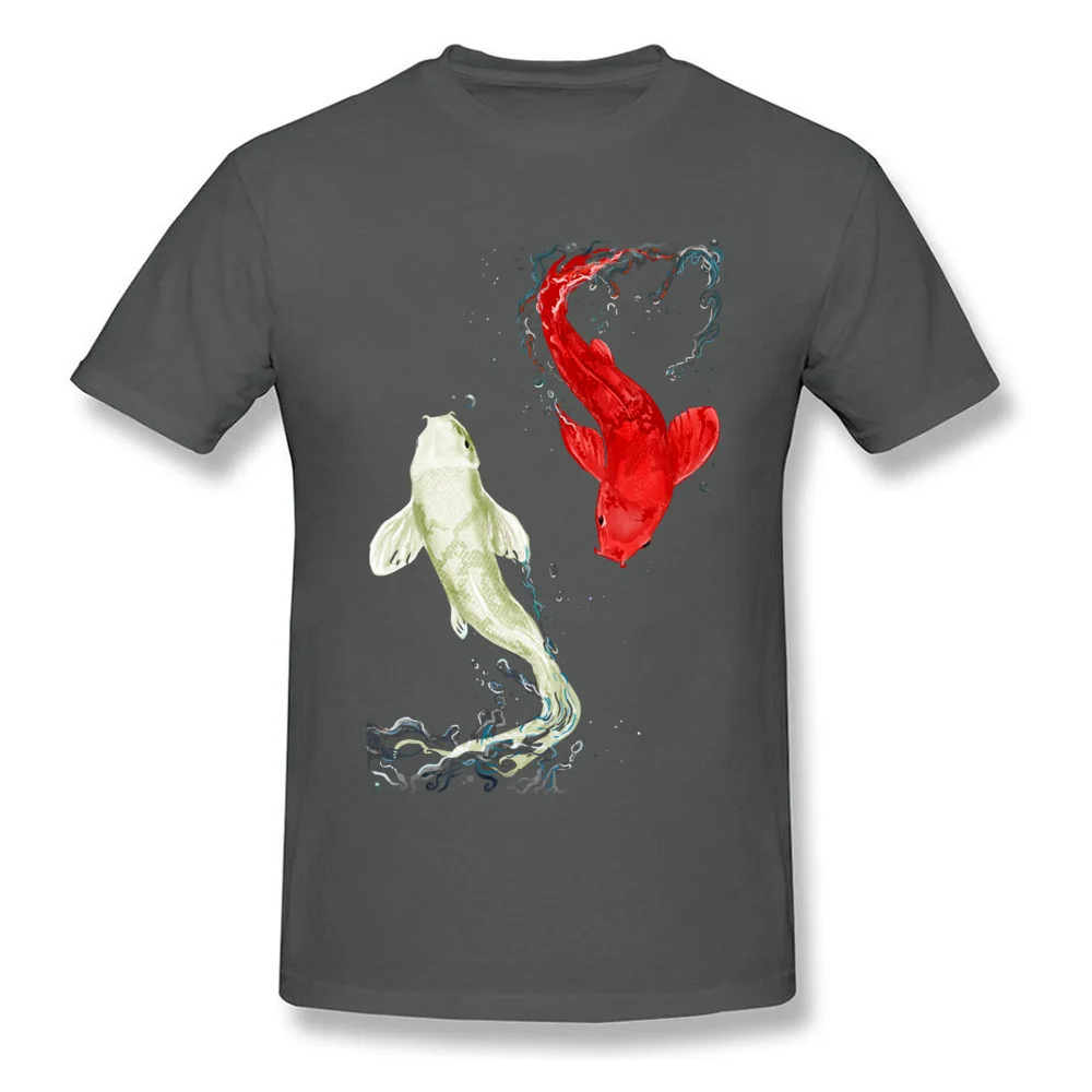 Koi Fishes Crew Neck T Shirts Summer Fall Tees Short Sleeve Prevalent 100% Cotton Casual Tees Normal Mens Free Shipping Koi Fishes carbon