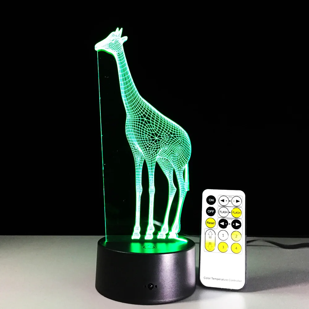 3D лампа Жираф 7 цветов RGB светодиодные ночники для детей сенсорные USB настольные