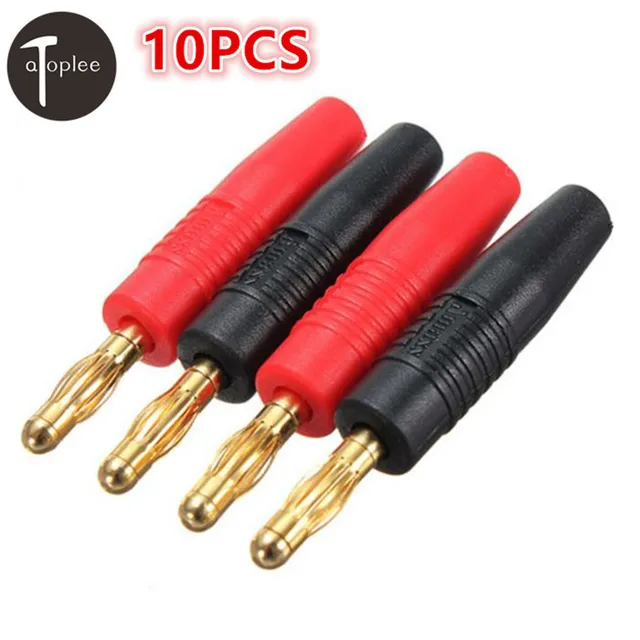 10PCS 3mm Plug Gold Plated Musical Speaker Cable Wire Pin Banana Plug