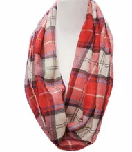 Free Shipping 2015 New Fashion Brand Tartan British Red Blue Beige Coffee Plaid Checked Infinity Scarves Snood For Women/Ladies