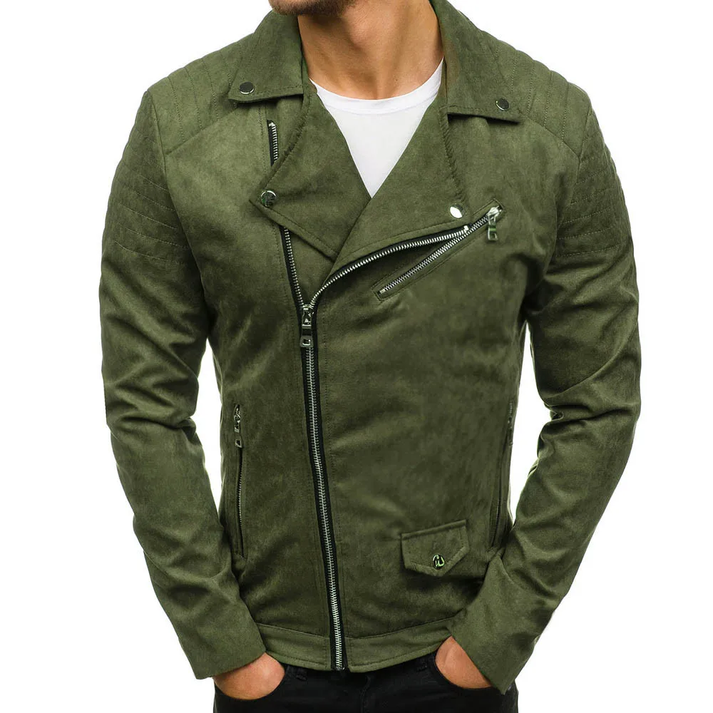 jacket men  2018 Parka Autumn Winter Warm OutwearMen's Bomber Jacket Faux Leather Jacket Warm Winter Zipper Jacket Outwear