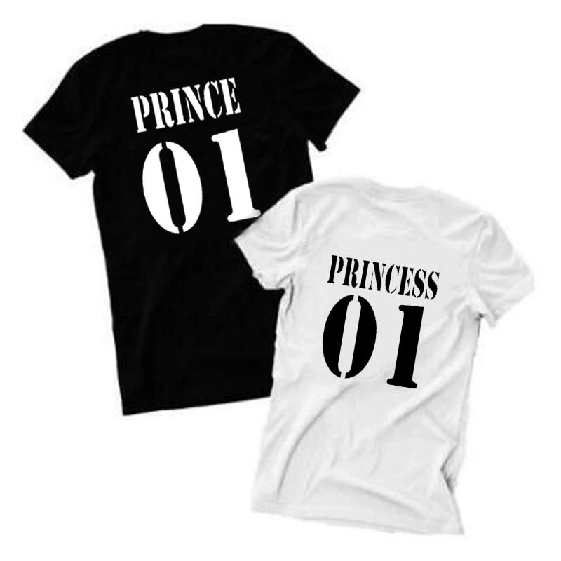 2018 Couple Prince 01 T Shirt Princess 01 Letter Print T-Shirt Women Men Hipster Fashion Tshirt Casual Couple T Shirt For Lover