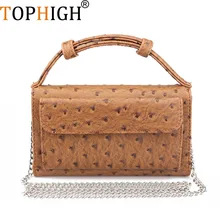 TOPHIGH клатч для телефона из натуральной кожи сумки Крокодил сумки на плечо для женщин дизайнерская сумка через плечо со змеиным узором страуса