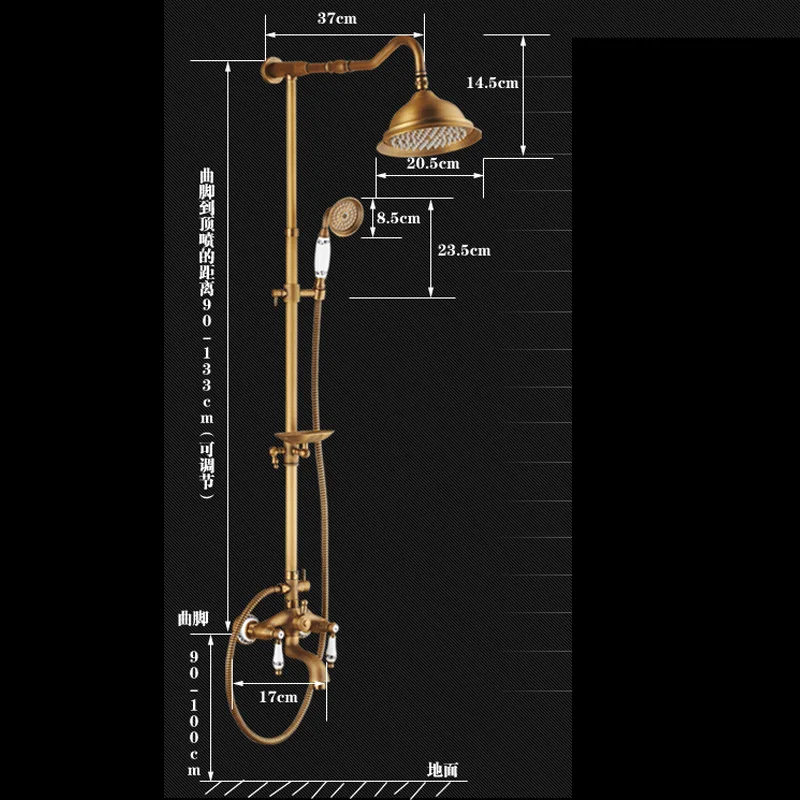 Античный латунный смеситель для душа, набор для ванной, настенный, открытый, 8 дюймов, дождевые смесители для душа с раздвижной мыльницей/ручной душ