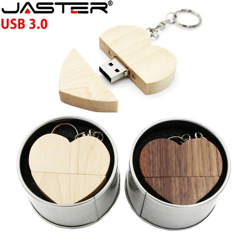 USB флеш накопитель JASTER деревянный в виде сердца 8 64 Гб|USB флэш-накопители| |