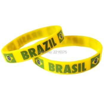 

300pcs Flag brazil brasil wristband silicone bracelets free shipping by DHL express