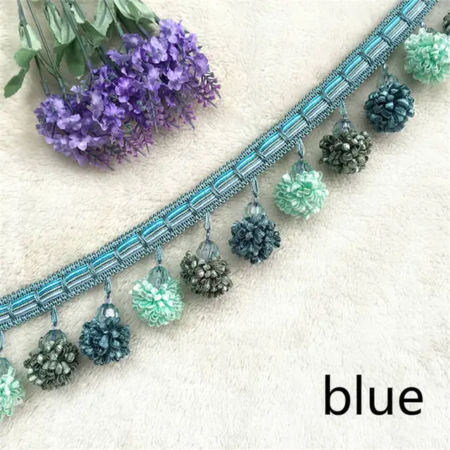 1m Curtain Trim Ribbon Pom Pom Bead Tassels Fringe Sewing Upholstery Decor Multi - Foto 5