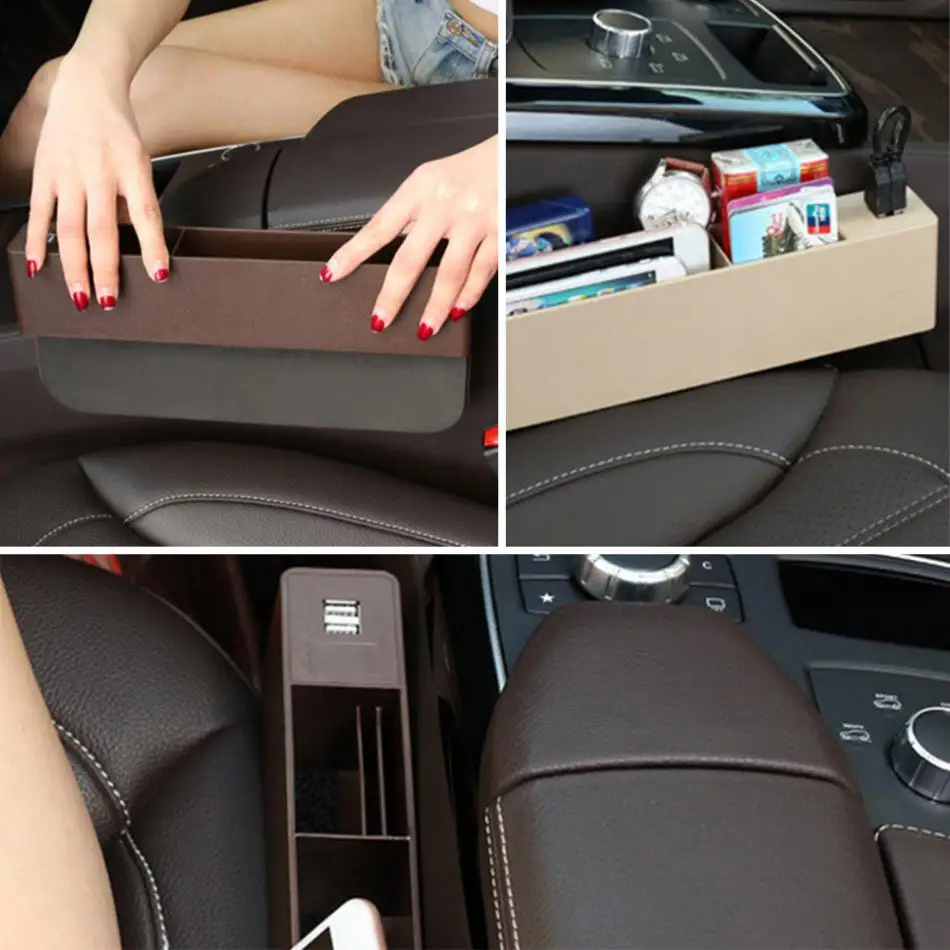 Автомобильный органайзер, многофункциональная коробка для хранения автомобильных сидений, прорезной карман, USB беспроводной держатель для зарядки телефона, автомобильные аксессуары