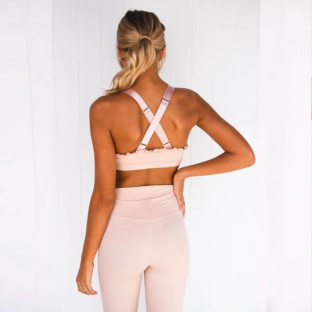 New Arrival Fashion Elegant Lace Sport Suit Yoga Set Fitness Legging Vest Pants Sports Bra Wear For Women Gym Tight Workout