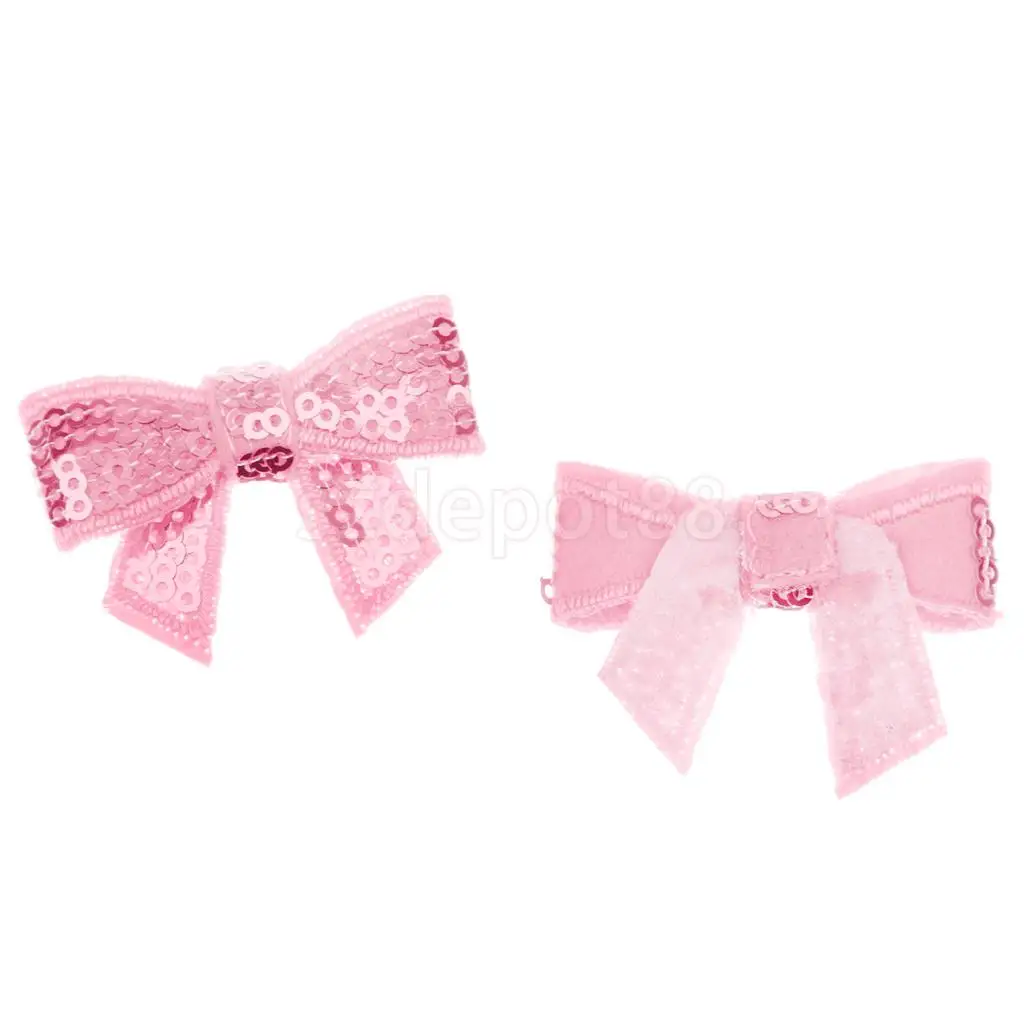 10x DIY 45 мм расшитый блестками галстук-бабочка, блестящий пластырь, вечерние милые принадлежности - Цвет: Pink