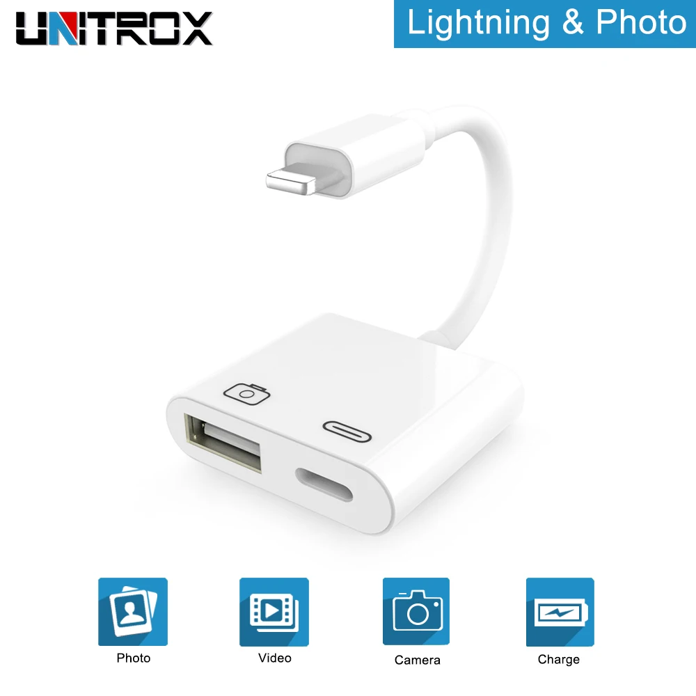 

For Lightning to USB 3 Female Camera Reader Adapter With USB Power Interface Data Sync Charge Cable For iPhone X/8/iPad/iOS12.1