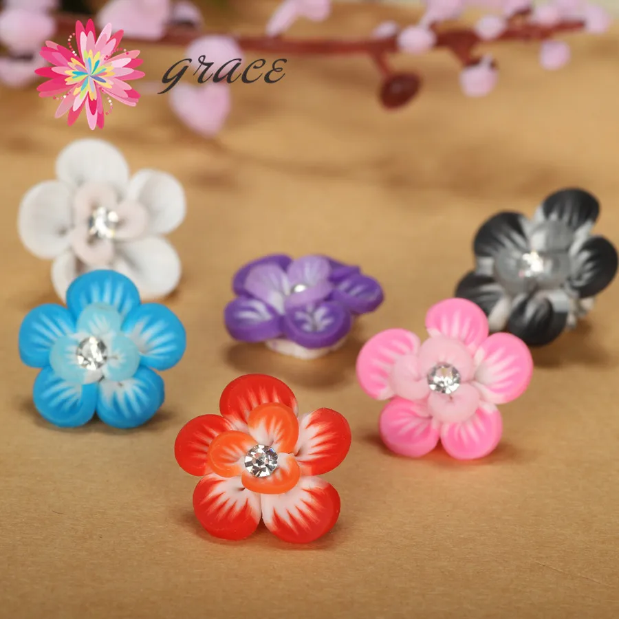 

15pc/lot 15mm Handmade PolymerClay Fimo Colorful Flower Beads Leaf For Earring Handicraft Phone Decoration Jewelry Beauty Making