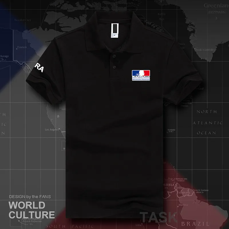 Франция Французская Республика FRA FR рубашки поло мужские с коротким рукавом белые бренды с принтом для страны хлопок нация команда Повседневная 20 - Цвет: polo-black