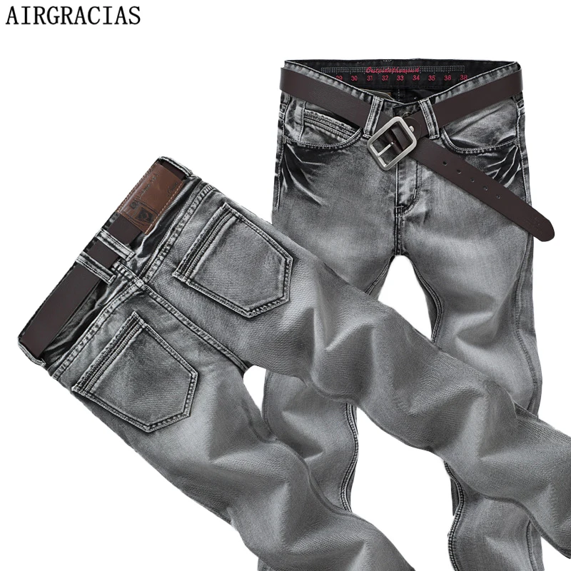 AIRGRACIAS классические мужские джинсы ретро ностальгия прямые джинсы мужские размера плюс 28-38 мужские длинные брюки брендовые байкерские джинсы