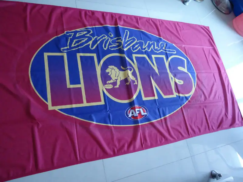 Брисбен Львы логотип флаг, Брисбен Львы логотип баннер, 90x150 см размер, полиэстер, бинтанг