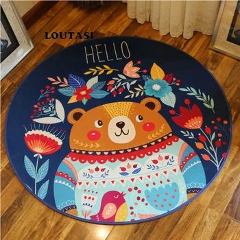 

LOUTAI Cartoon Round Carpets For Living Room Computer Chair Area Rug Children Play Tent Floor Mat Cloakroom Rugs And Carpets