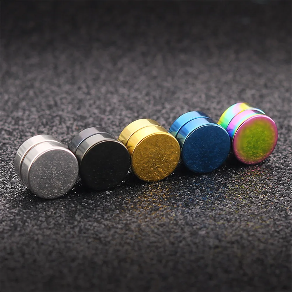 

Punk earrings man Stainless Steel Strong Magnet Magnetic Ear Stud Set Non Piercing Fake Earrings for women Gift Unisex Jewelry
