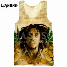 LIASOSO летняя повседневная мужская майка с 3D принтом регги певица Боб Марли без рукавов хип хоп майка высокого качества X0991