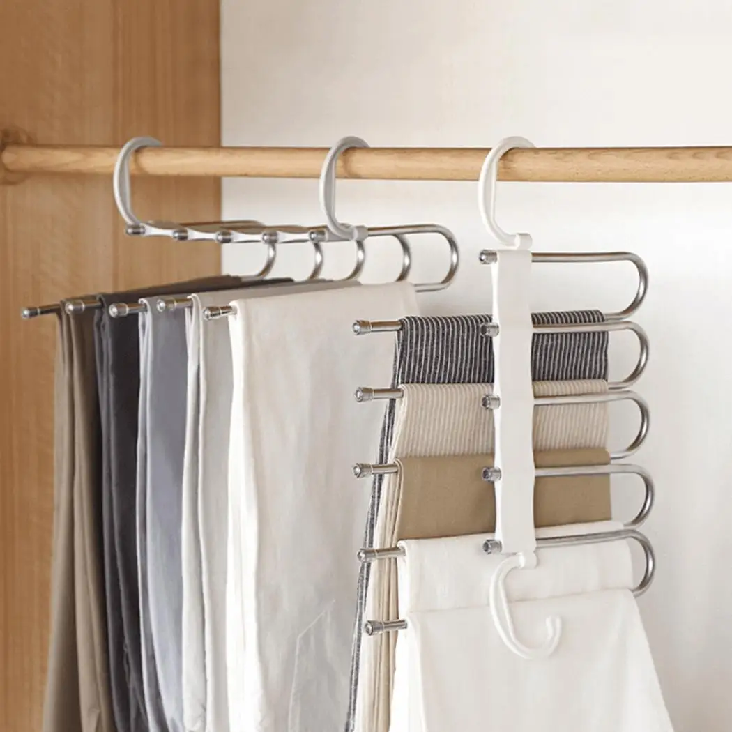 

1Pcs Folding Hanger Clothes Storage Rack Trouser Pants Hanger Ties Scarf Shawl Clothes Drying Rack Closet Organizer White Metal