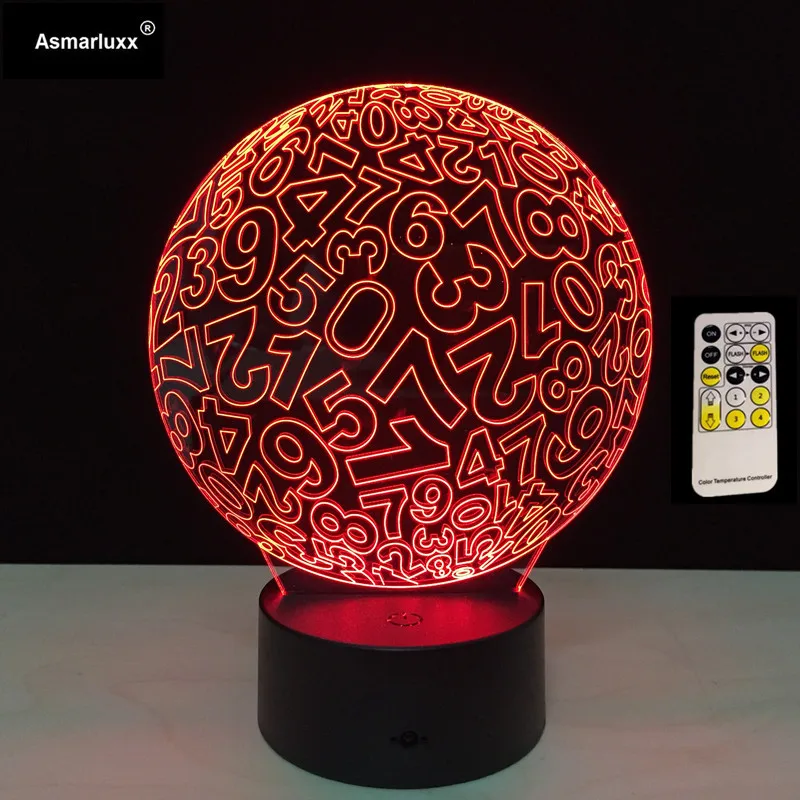 

Colorful Remote Control Spherical Arabic Number 3D Table Lamp Luminaria Led Night Lights Decor Lighting Atmosphere Teaching Lamp