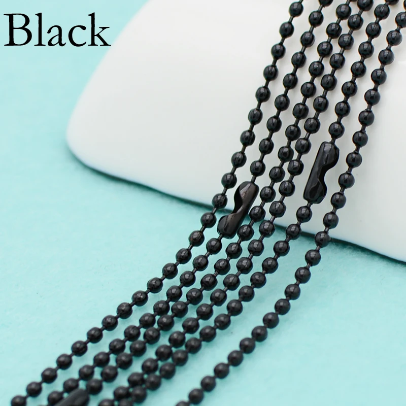 

50 pcs - 24 & 30 Inch Black Ball Chain Necklace, 24'' Black Ball Chain, 30'' Black Bead Chain, 2.4mm Black Chain Necklace