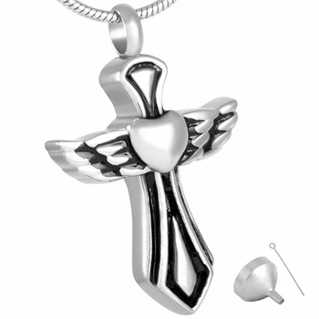 

MJD8325 Cremation Jewelry Black W Cross Urn Ashes Necklace Memorial Keepsake Pendant