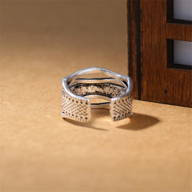 2019 Новое поступление тибетские серебряные винтажные большие Волнистые кольца