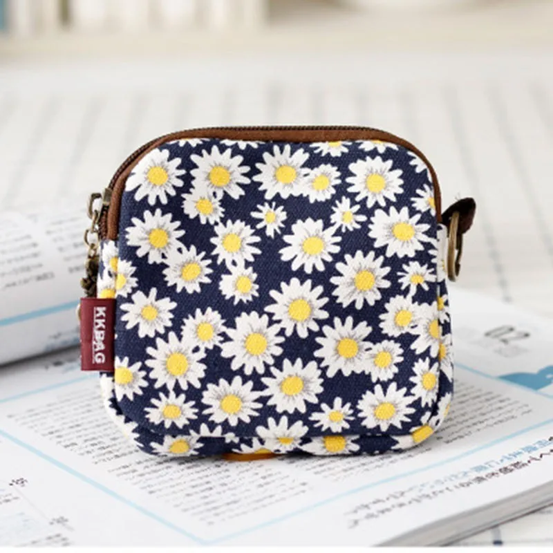 

2020 Lady Purses Women daisy Wallets Short Handbags Canvas Zipper Floral Moneybags Clutch Coin Purse Wallet Cards Key Bags Burse