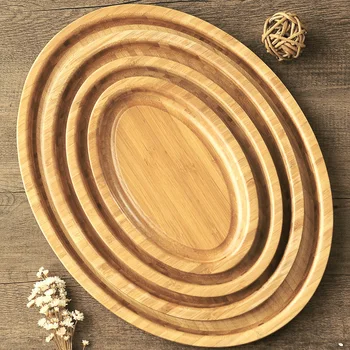 

Simple oval tray bamboo tea cup tray fruit tray Chinese kung fu tea set saucer Japanese wine food salver