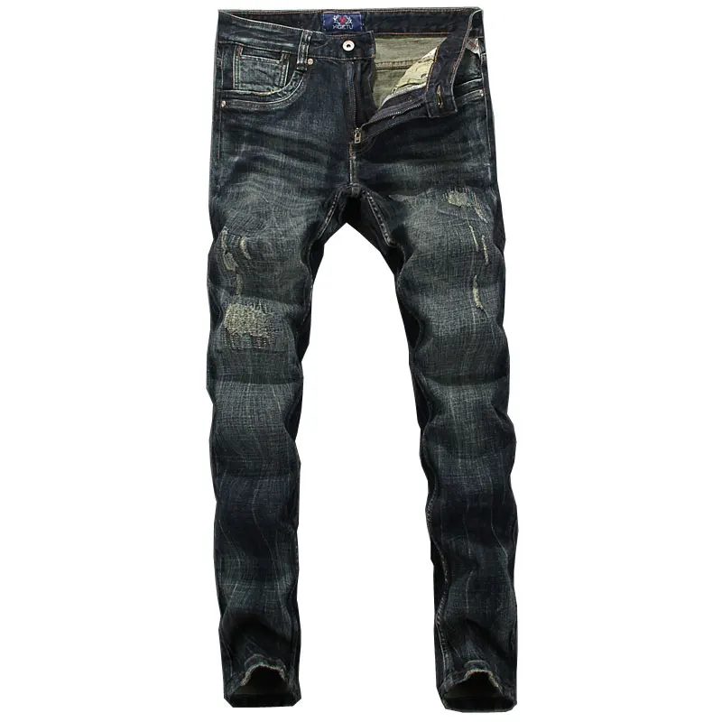 

2019 New Fashion Men Jeans High Quality Nostalgia Wash Slim Fit Denim Ripped Jeans For Men Brand Streetwear Biker Jeans
