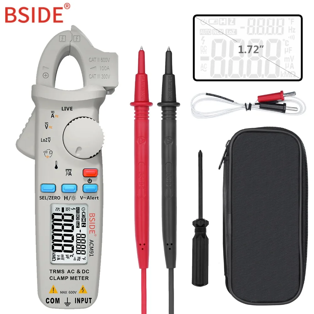

BSIDE ACM91 Mini Digital Clamp Meter DC/AC Current 100A Accurate 1mA Multimeter Profession Car Repair Ammeter Voltmeter Tester