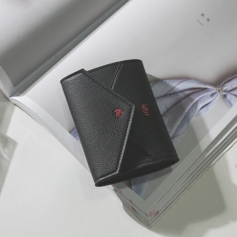 Женский короткий кошелек из ПУ кожи с сердечками|money bag|leather women walletfashion wallets |