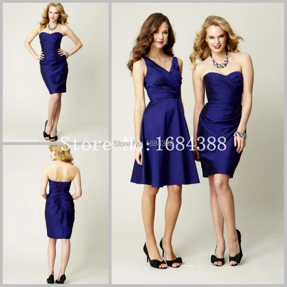 2015 Hot Sale Dark Blue Bridesmaid Dress Under 50 Custom Made V Neck Or