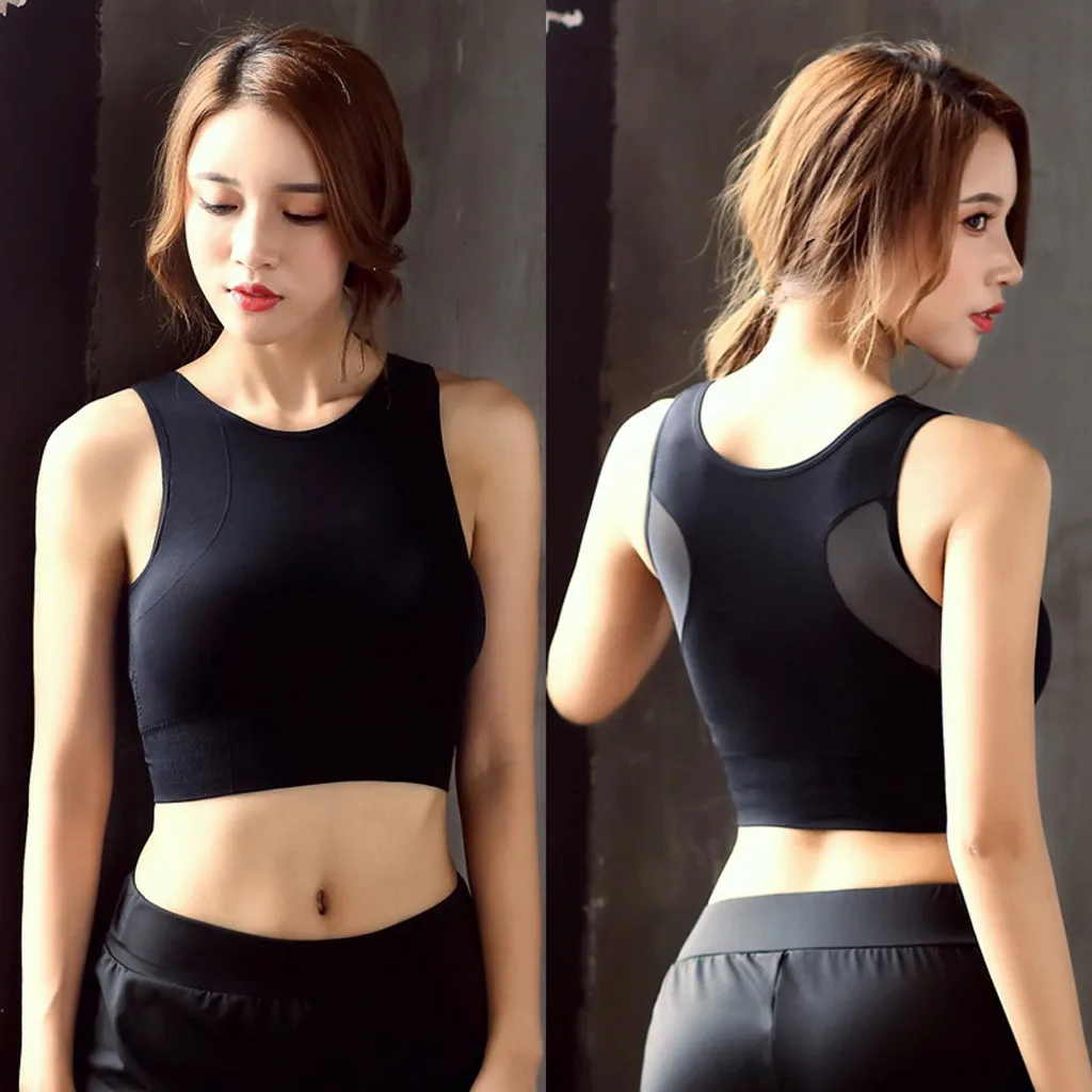 

Crop Top Women Athletic Running Sports Bra Streetwear Gym Fitness Seamless Padded Vest Tank Tops Crop Top Women