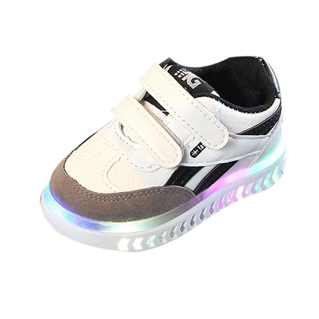 MUQGEW New arrival Children Baby Girls Boys Letter Led Light Luminous Running Sport Sneaker Shoes