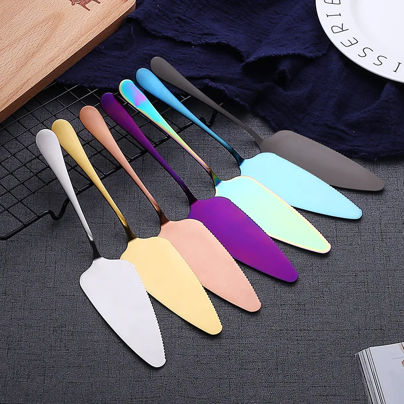 

1PC Stainless Steel Serrated Edge Colorful Cake Server Blade Cutter Pie Pizza Shovel Cake Spatula Kitchen Baking Tools