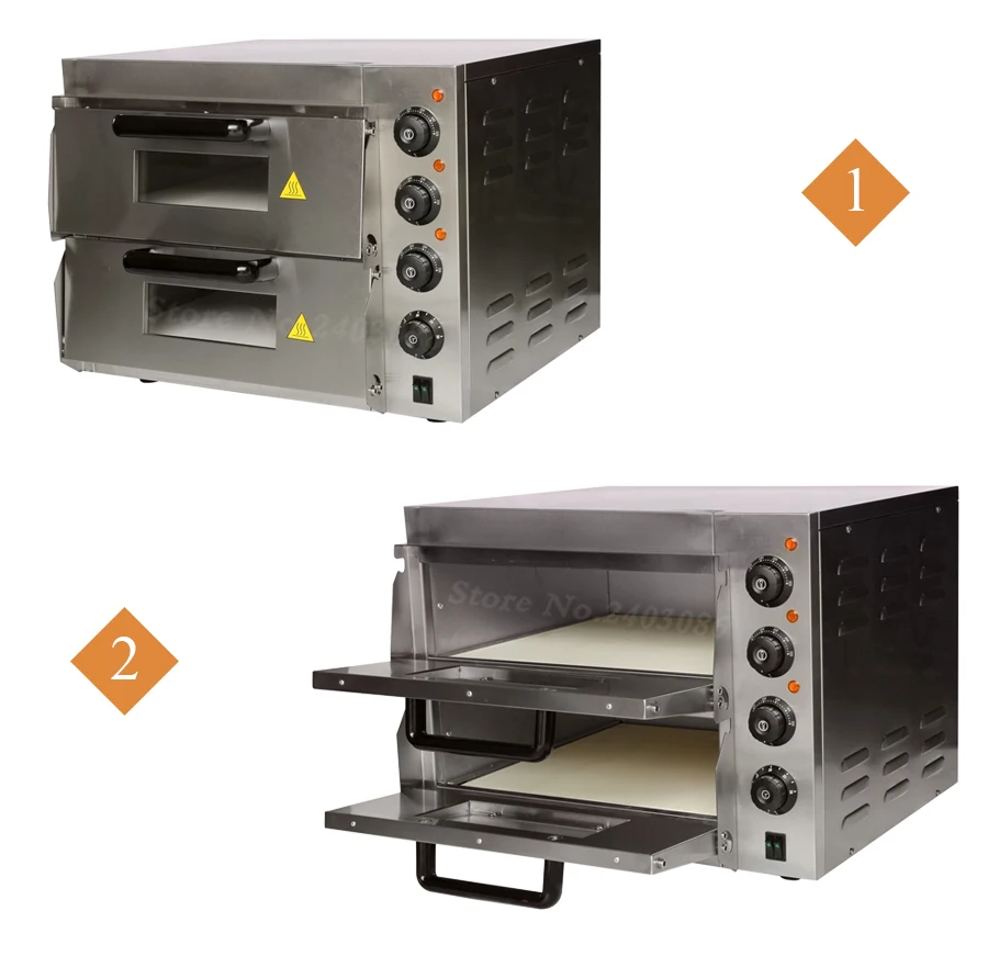 Коммерческая кухонная электрическая печь для выпечки хлеба 2 колоды 40л емкость для пиццы нержавеющая сталь 220 В/110 В