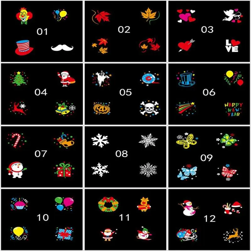 Светодиодный проектор свет 12 узор пейзаж лампа проекция для Хэллоуин освещение сада вечерние Декор(один, США штекер