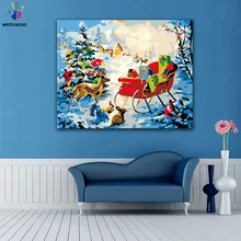 DIY живопись по номерам Рождественский подарок на лося автомобиль картина раскраска краски по номерам с наборы для декора стен