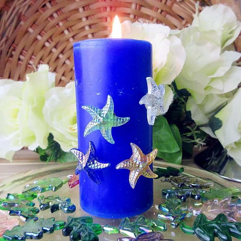 

6pcs Candle holder decorative glass starfish statues accessories creative handmade glass Marine animals party candles decoration