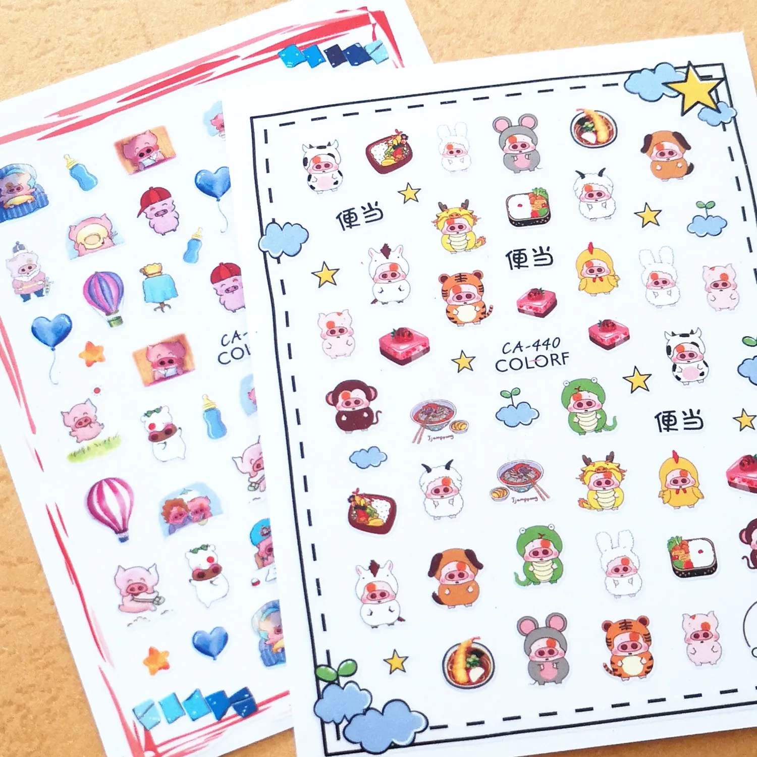

3D nail art sticker Newest CA-440 442 cartoon pattern nail decal back glue Japan style rhinestones DIY nail decoration tools