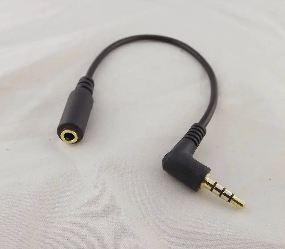 

2pcs DC Audio Stereo 3.5mm Male 4 Pole Right Angle to Female Adapter Converter Cable 15cm