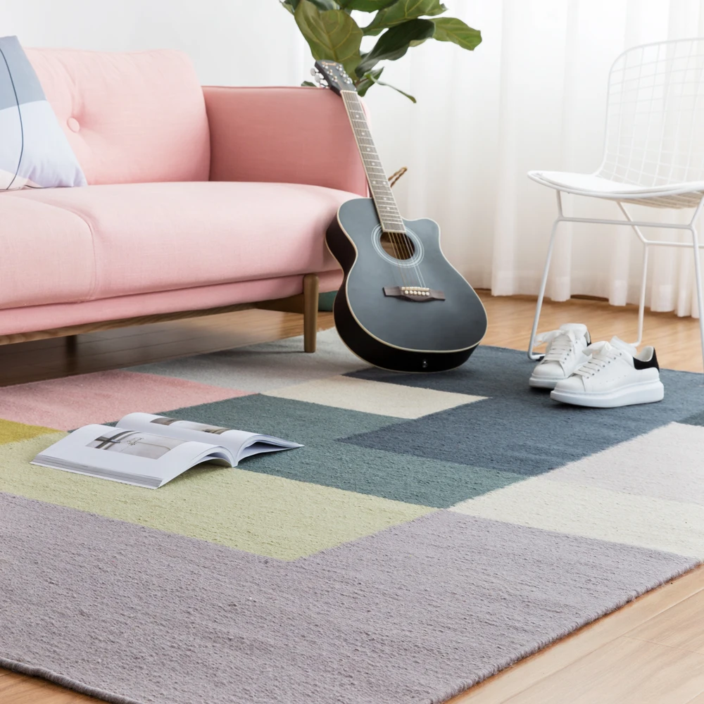 Шерсть ковер килим с геометрическим принтом в богемном стиле индийский ковер салон Розовая гостиная в клетку и полоску современный черно-белый дизайн скандинавском стиле