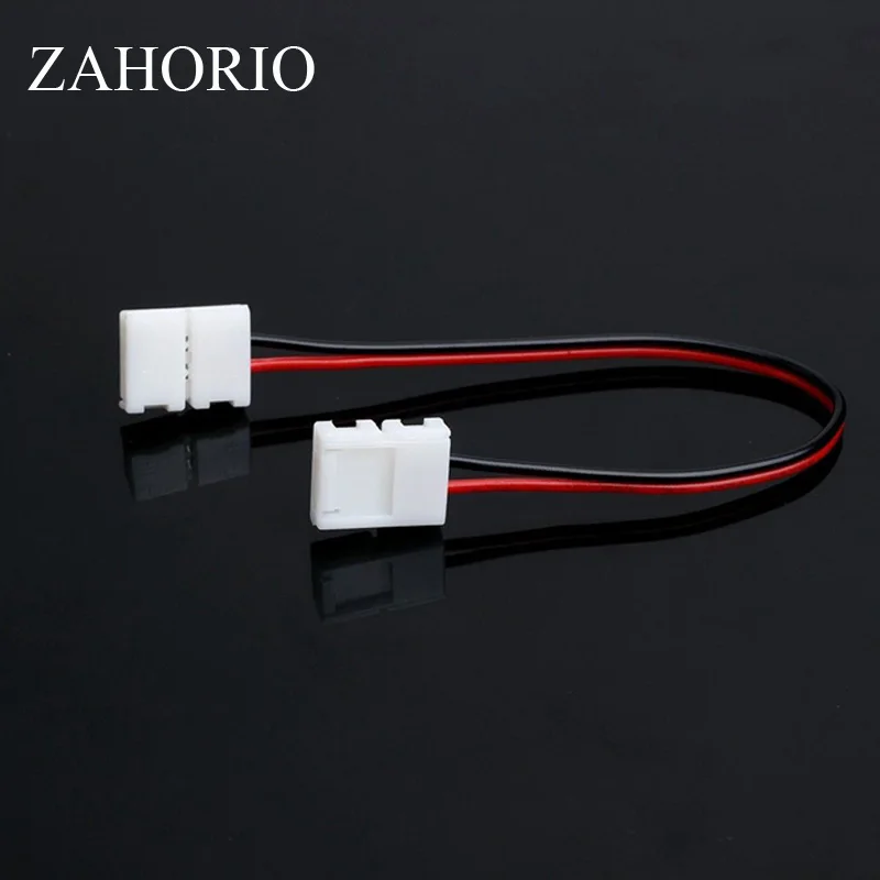 

solderless clip-on 2 pin single color LED strip connector wired cable at the both side 10mm Width PCB for 5630 5050 3014