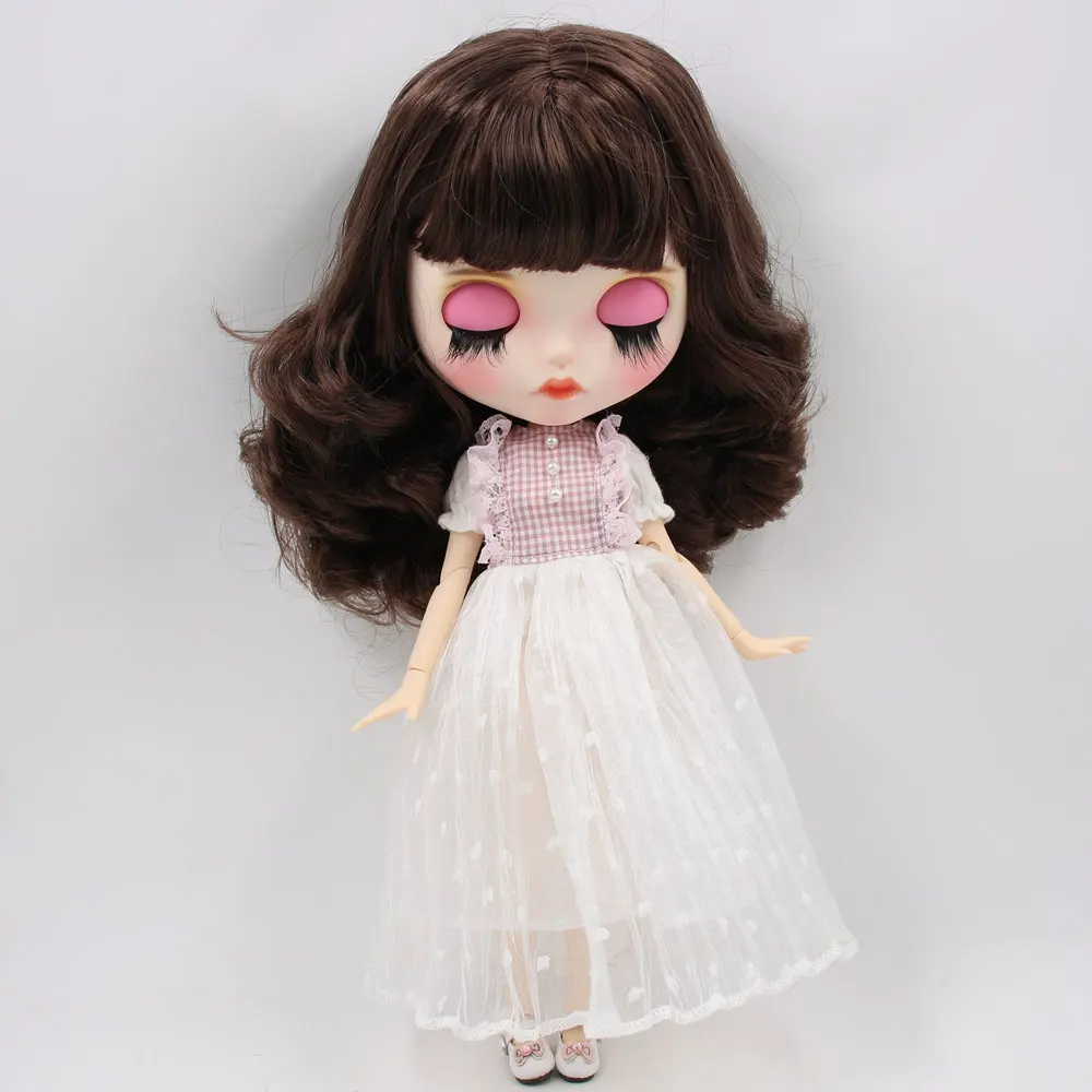 Elina – Premium Custom Neo Blythe Doll with Brown Hair, White Skin & Matte Pouty Face 5